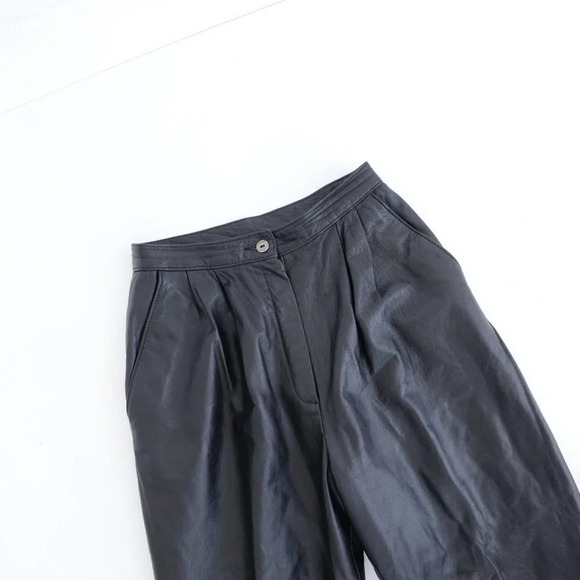 Vintage The Ole  Hide House Black Leather Straight Leg Pants Size 6 - Picture 7 of 11